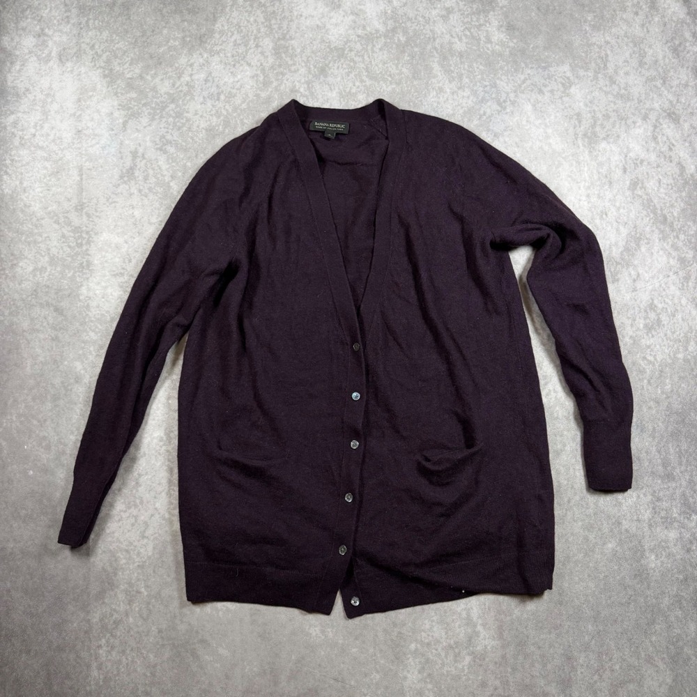 Banana Republic Merino Wool Cashmere Cardigan Sweater Purple Small Grandmacore